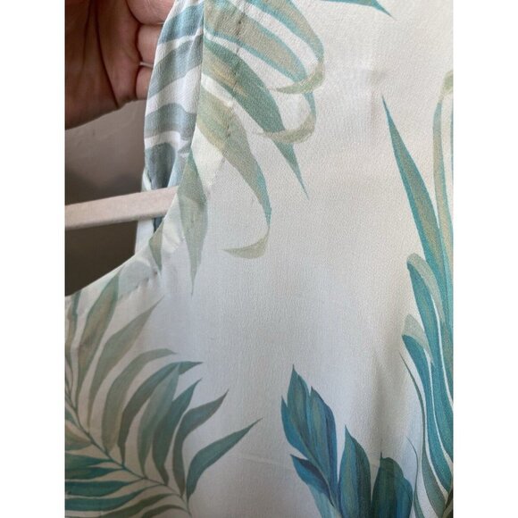 Vacances Beach Swim Coverup Palm Leaf 100% Silk Cream Caftan kimono resortwear - Picture 16 of 16
